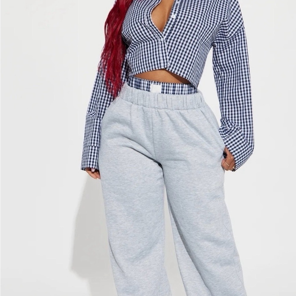 Fashion Nova Gray/Navy Sweatset